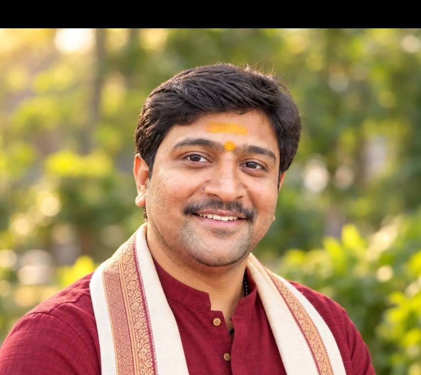 Shiva Sai outdoors in a maroon kurta